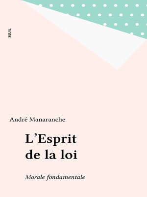 cover image of L'Esprit de la loi
